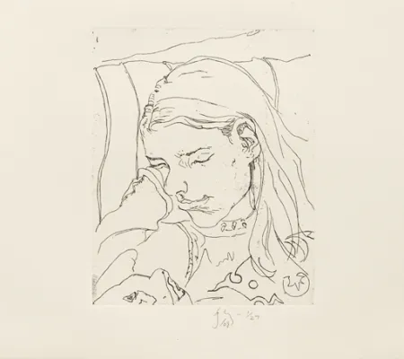 Etching Flanagan - Annabelle asleep on train