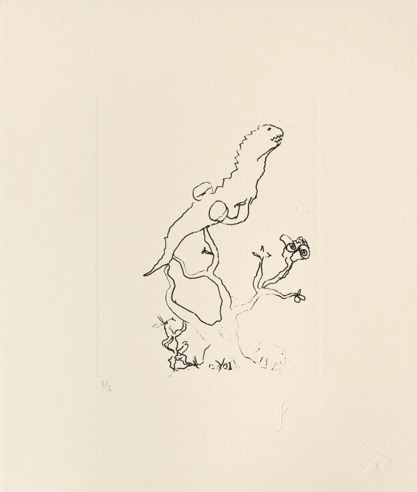 Etching Flanagan - Hare, reptile and elephant