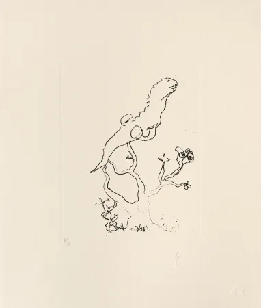 Etching Flanagan - Hare, reptile and elephant