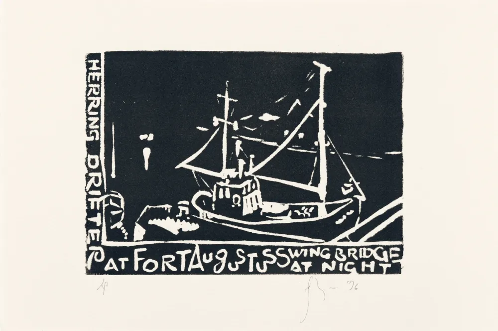 Linocut Flanagan - Herring Drifter...
