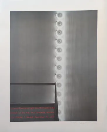 Screenprint Flavin - “cornered fl uorescent light from Dan Flavin in the institute for the Arts, Rice University,  Houston, from October 5 through November 26, 1972