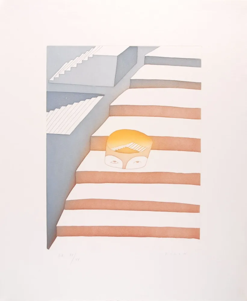 Etching And Aquatint Folon - Dans le labyrinthe