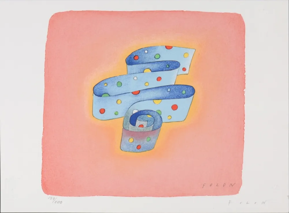 Lithograph Folon - Flag Series - United Nations