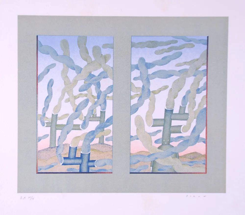 Lithograph Folon - Fumées