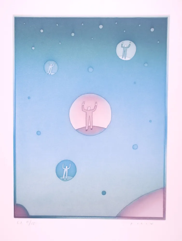 Etching And Aquatint Folon - La Communication