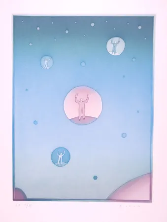 Etching And Aquatint Folon - La Communication