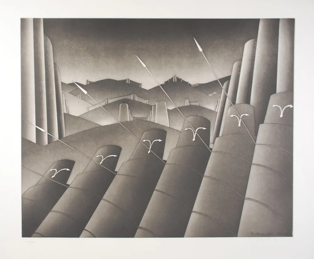 Etching And Aquatint Folon - La Menace I