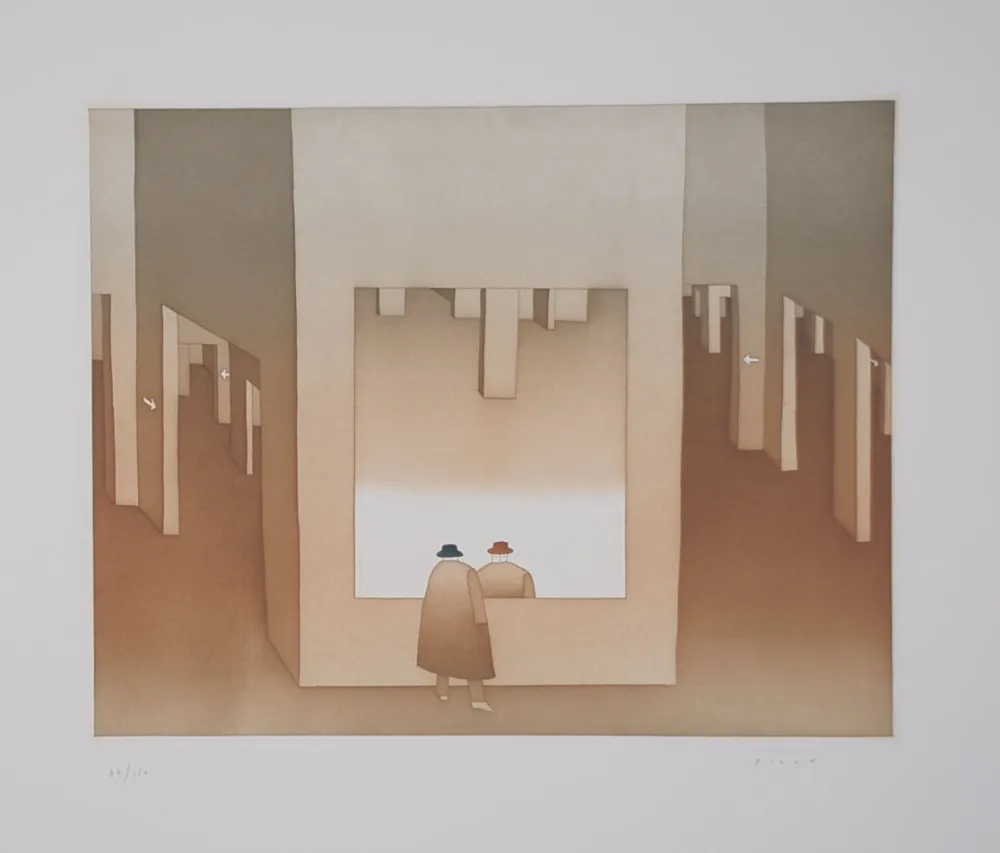 Etching And Aquatint Folon - Le Miroir