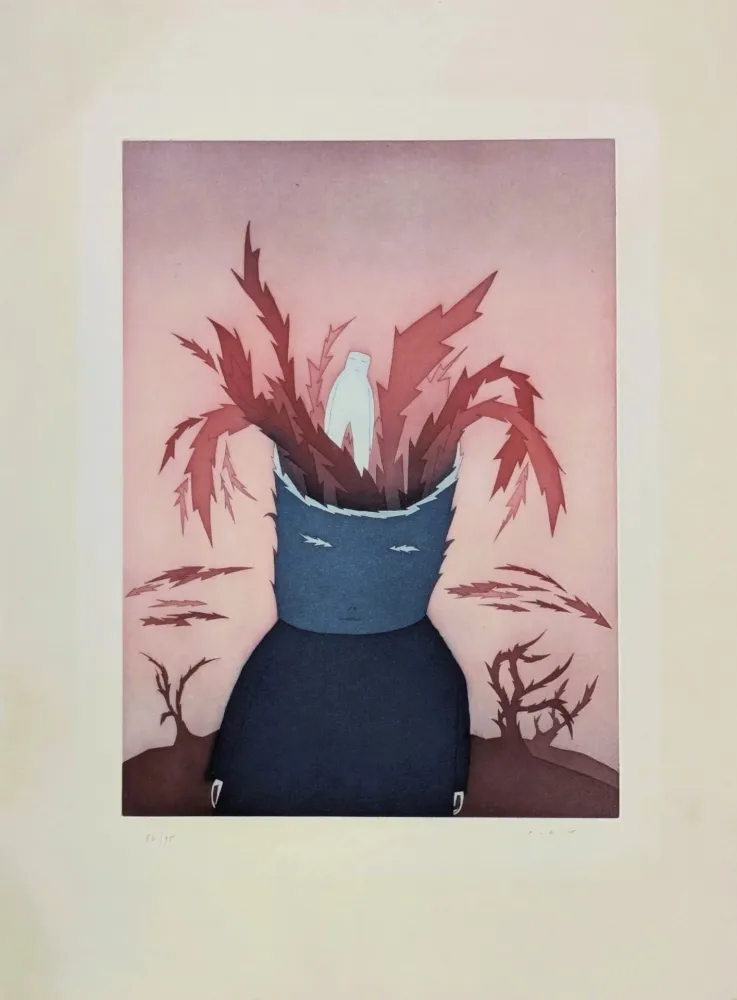 Etching And Aquatint Folon - Les Ruines circulaires VII 