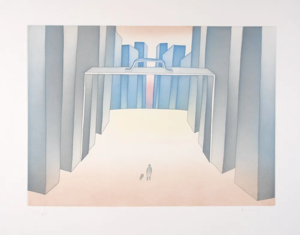 Etching And Aquatint Folon - Lointains un Homme (suite Lointains)