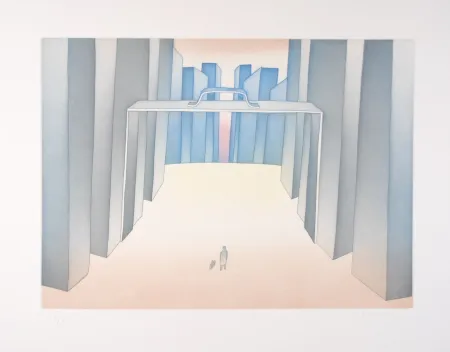 Etching And Aquatint Folon - Lointains un Homme (suite Lointains)