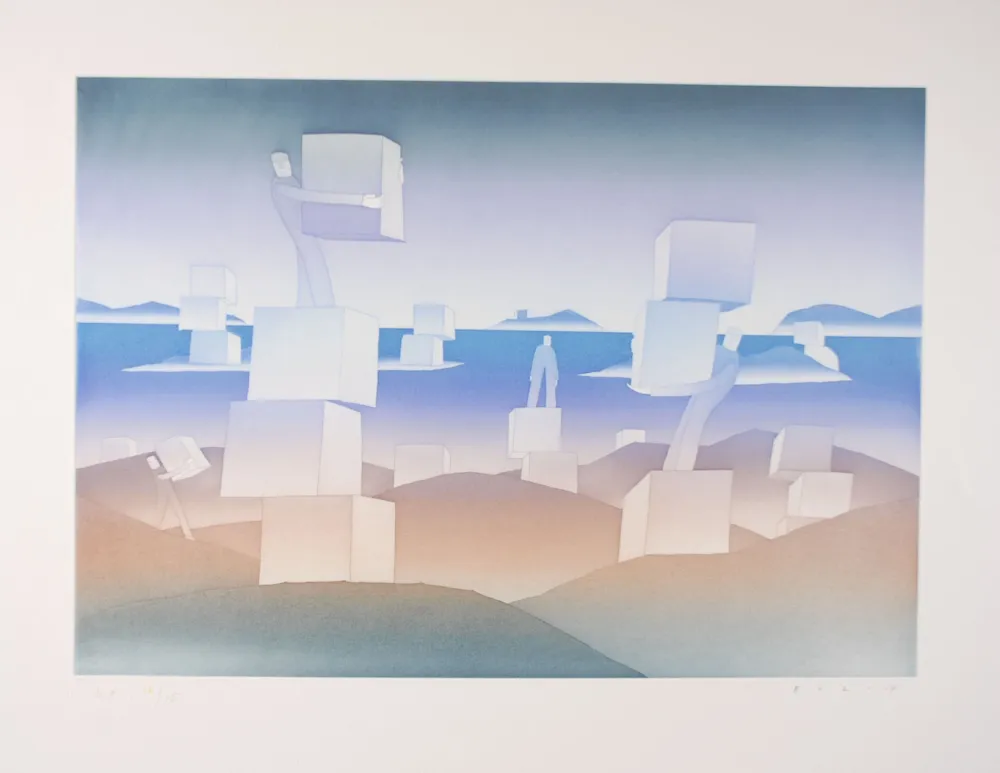 Etching And Aquatint Folon - Man at work