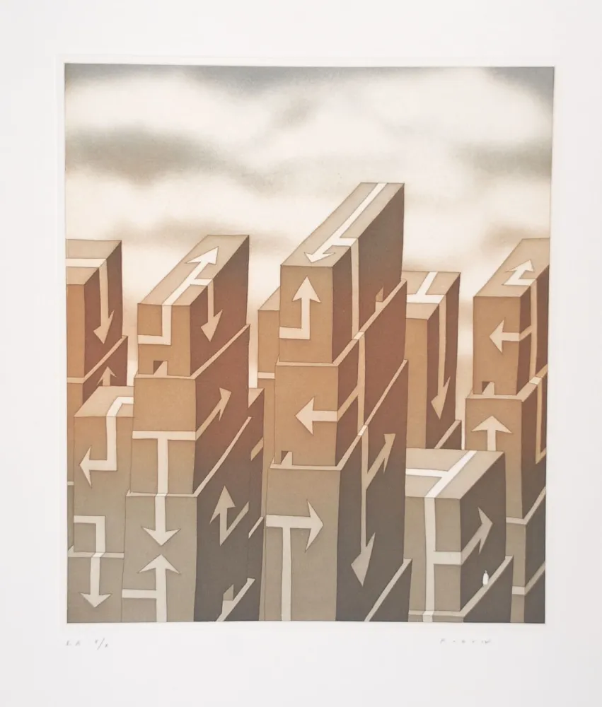 Etching And Aquatint Folon - Metropolis