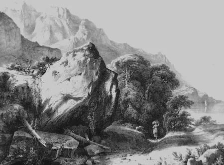 Lithograph Fontanesi - A Saint-Gingolph (Lac de Genève)