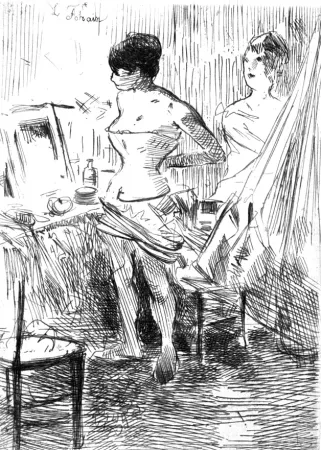 Engraving Forain - Danseuses dans leur loge