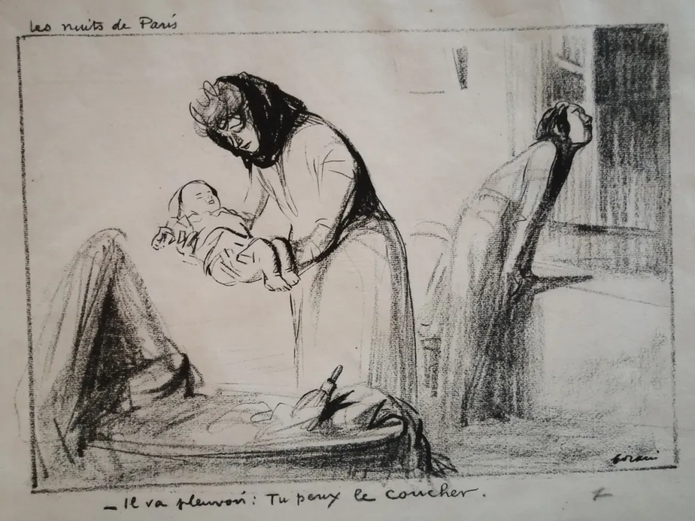 Lithograph Forain - Les Nuits de Paris: il va pleuvoir