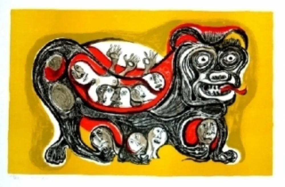 Lithograph Forner - Terragueos victimos