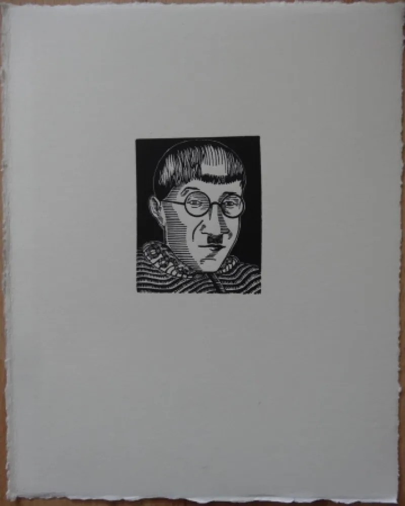 Woodcut Foujita - Autoportrait