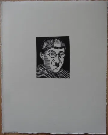 Woodcut Foujita - Autoportrait