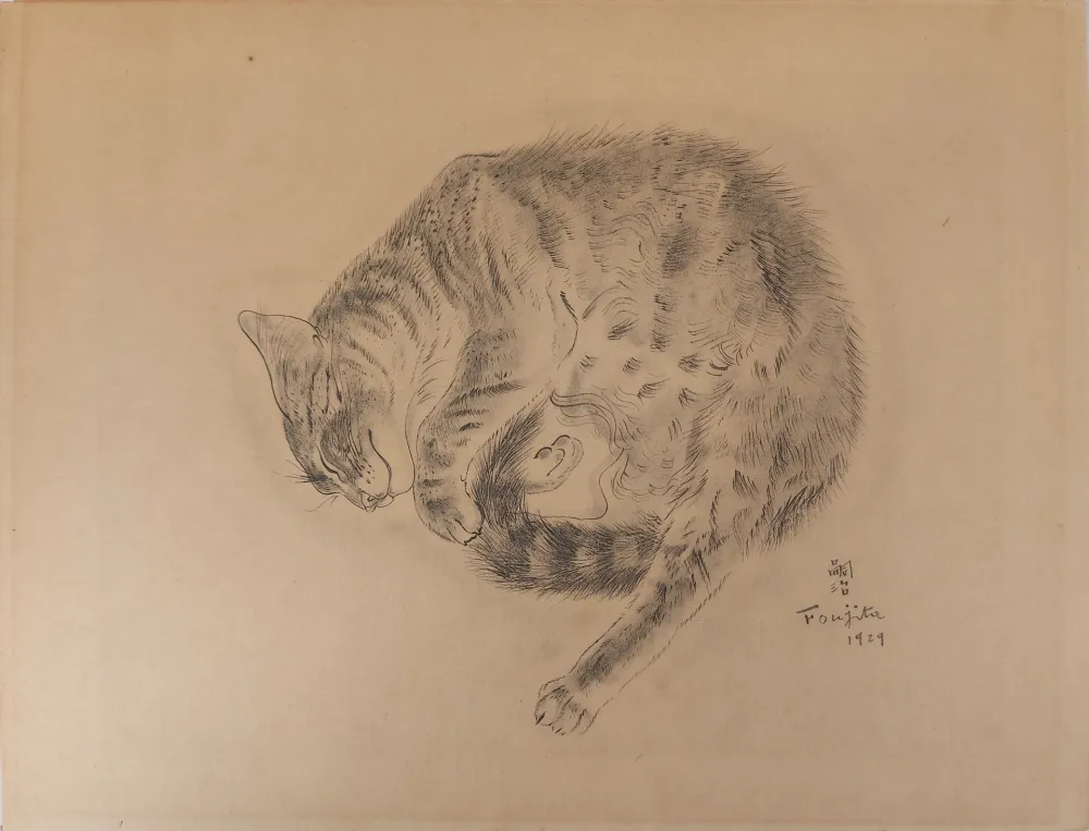 Etching Foujita - Chat endormi