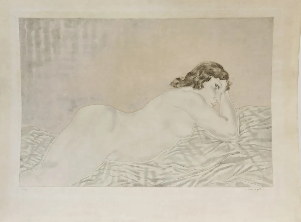 Etching And Aquatint Foujita - Femme brune allongée. 1930