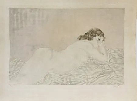 Etching And Aquatint Foujita - Femme brune allongée. 1930