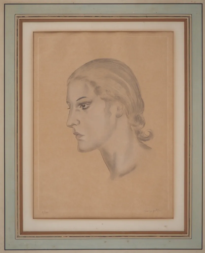 Engraving Foujita - Femme de profil