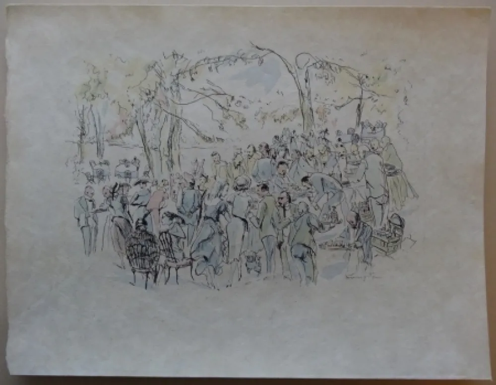 Engraving Foujita - Garden Party