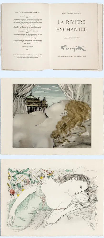 Illustrated Book Foujita - H. de Villefosse. LA RIVIÈRE ENCHANTÉE. 27 eaux-fortes originales (1951)