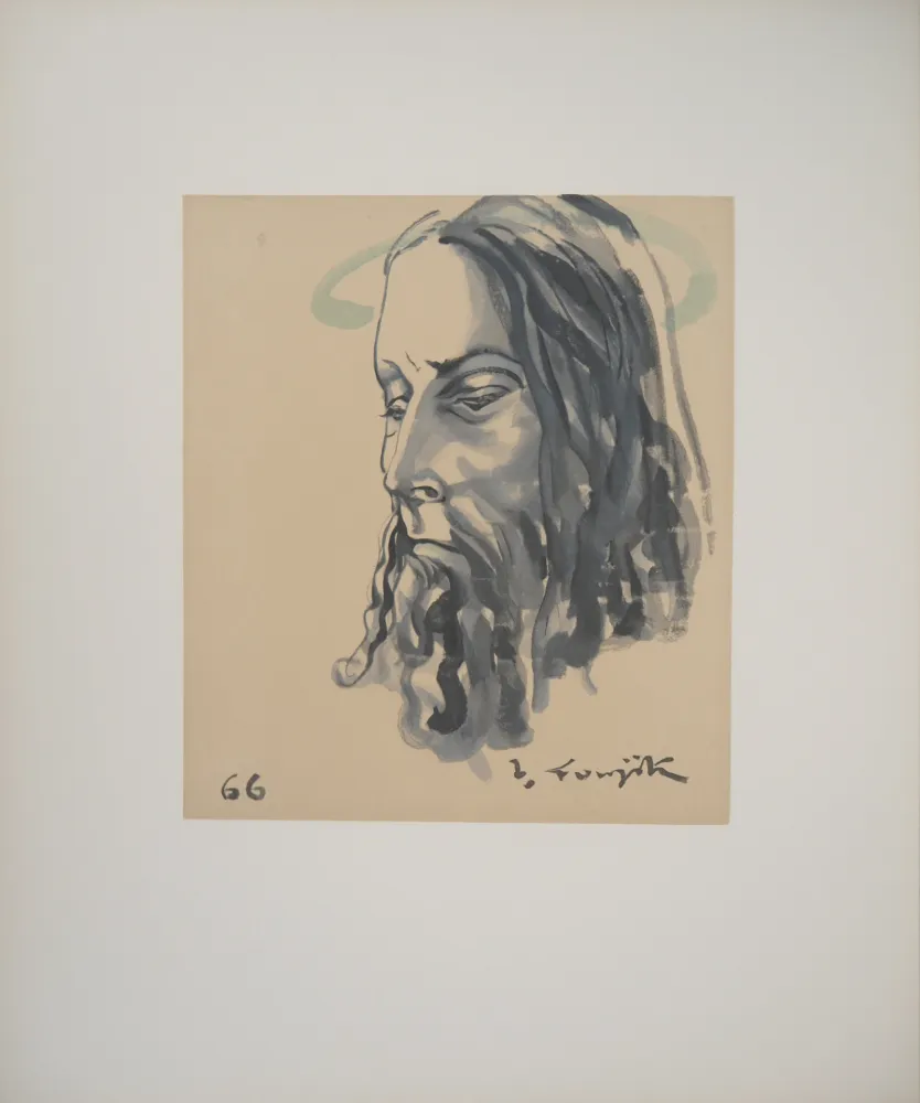 Woodcut Foujita - Le Christ