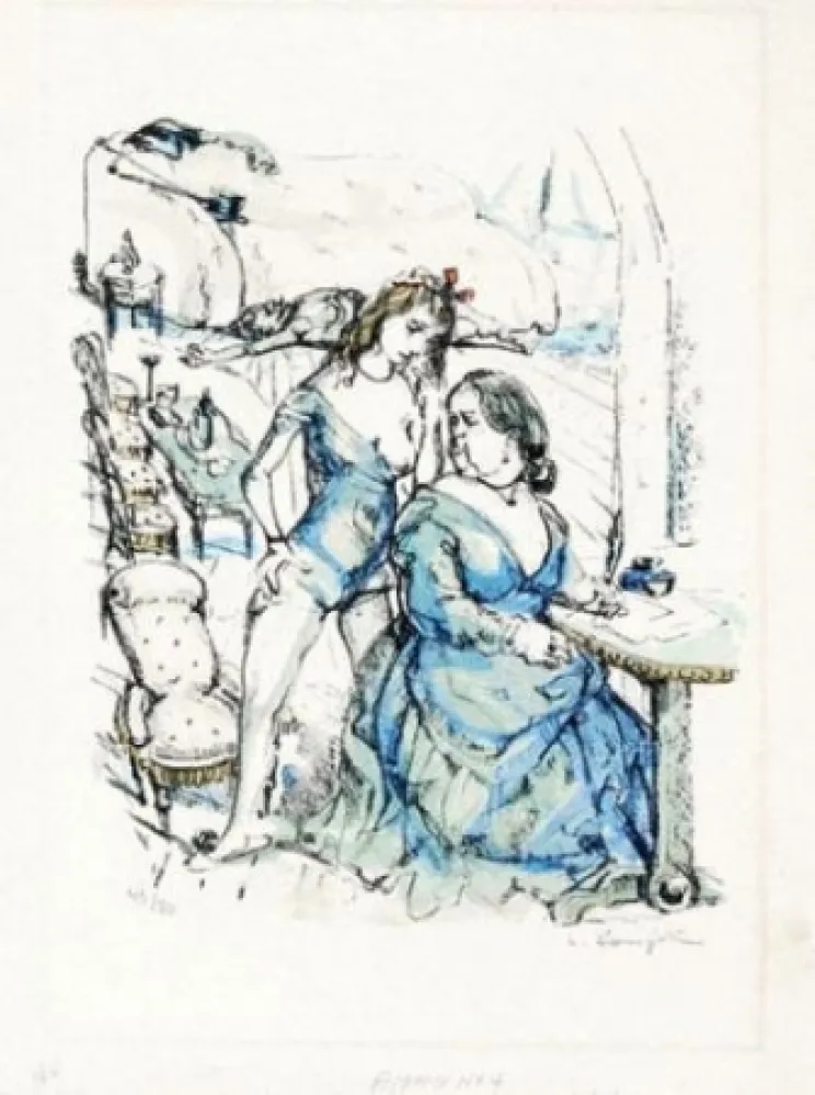 Lithograph Foujita - Le mesangre (deux femmes)