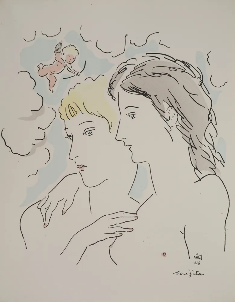 Etching Foujita - Les amantes
