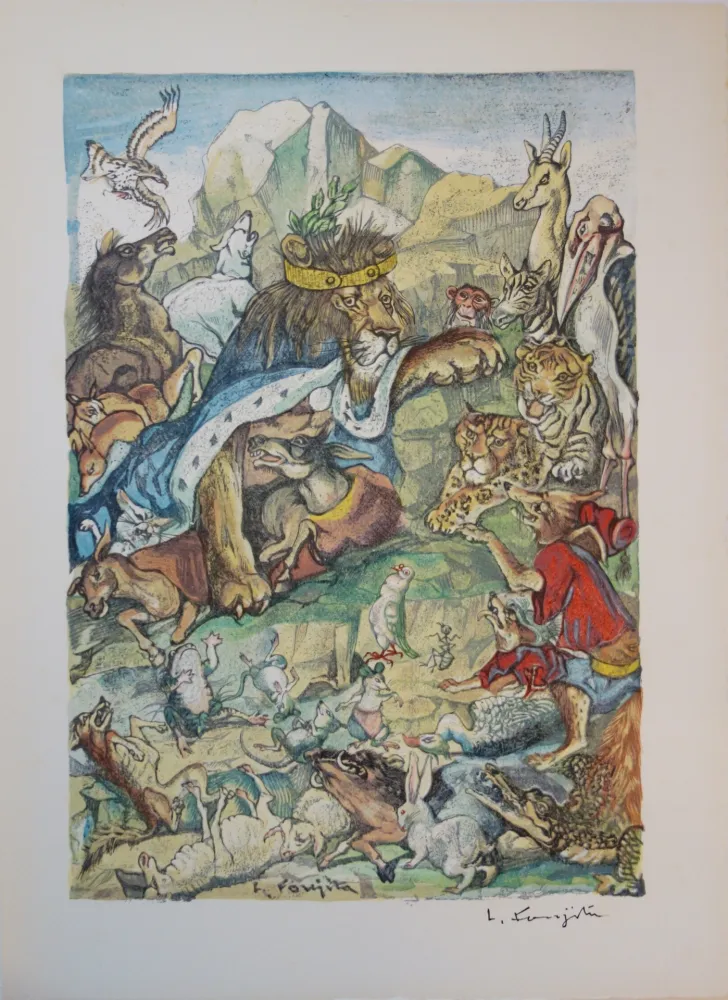 Etching Foujita - Les animaux malades de la peste