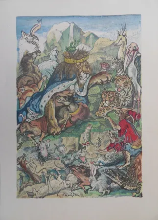 Etching Foujita - Les animaux malades de la peste