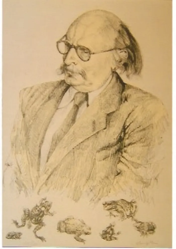 Lithograph Foujita - Portrait de Jean Rostand