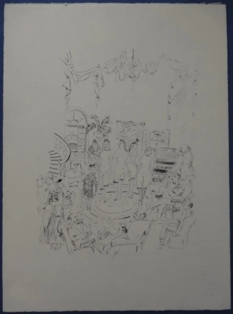 Engraving Foujita - Rivière enchantée - Cabaret