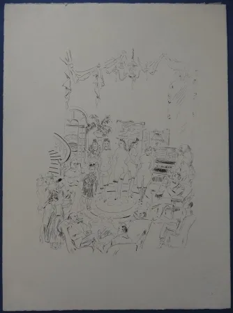 Engraving Foujita - Rivière enchantée - Cabaret