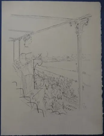 Engraving Foujita - Rivière enchantée - Champ de courses