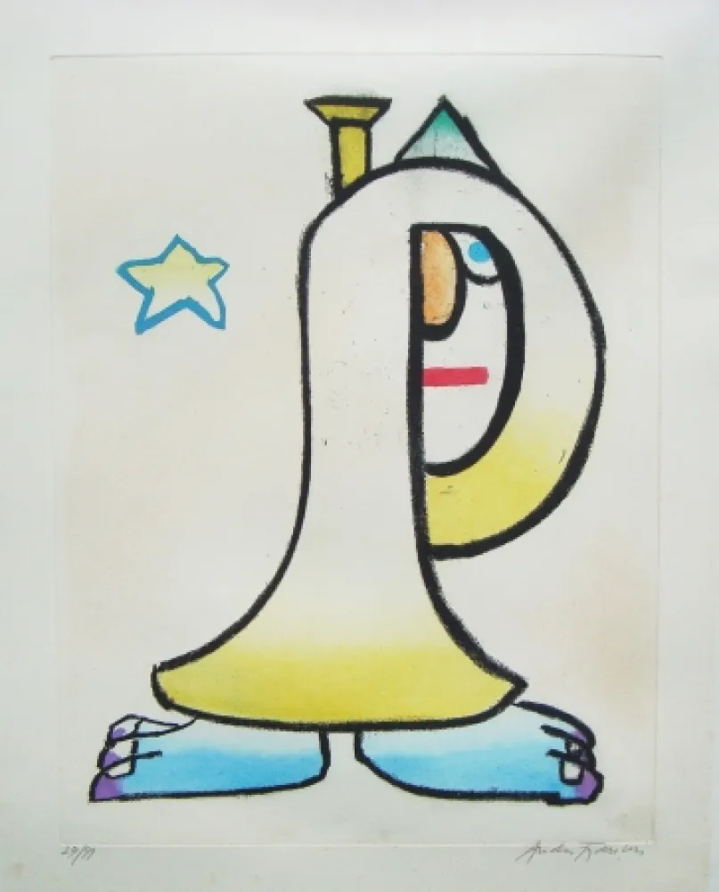 Etching And Aquatint François - Clown à la trompette