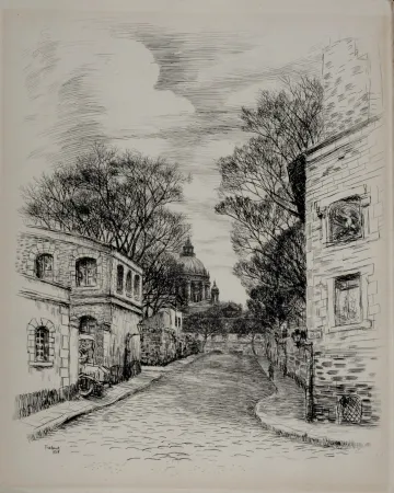 Etching Frélaut - Paris 1937 : De la Santé aux Gobelins, 1937