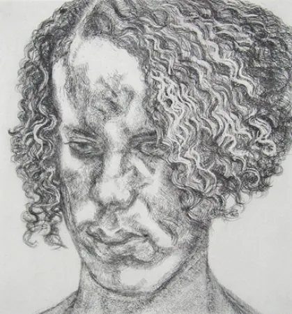 Engraving Freud - Girl with fuzzy hair  