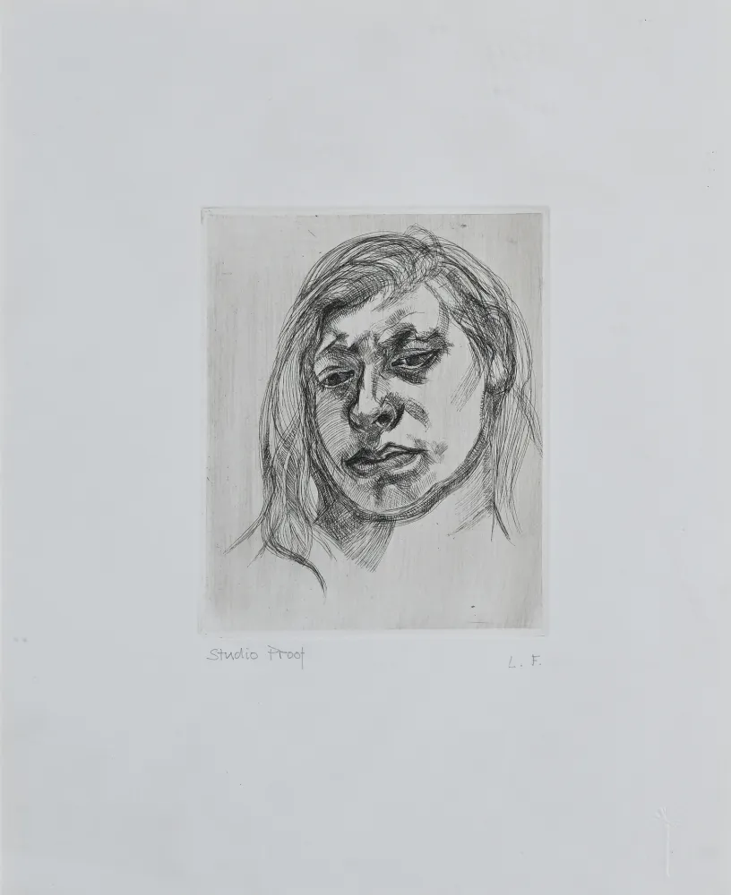 Etching Freud - Lucian Freud (1922–2011) – Head of a Girl II – Etching on paper – 1982