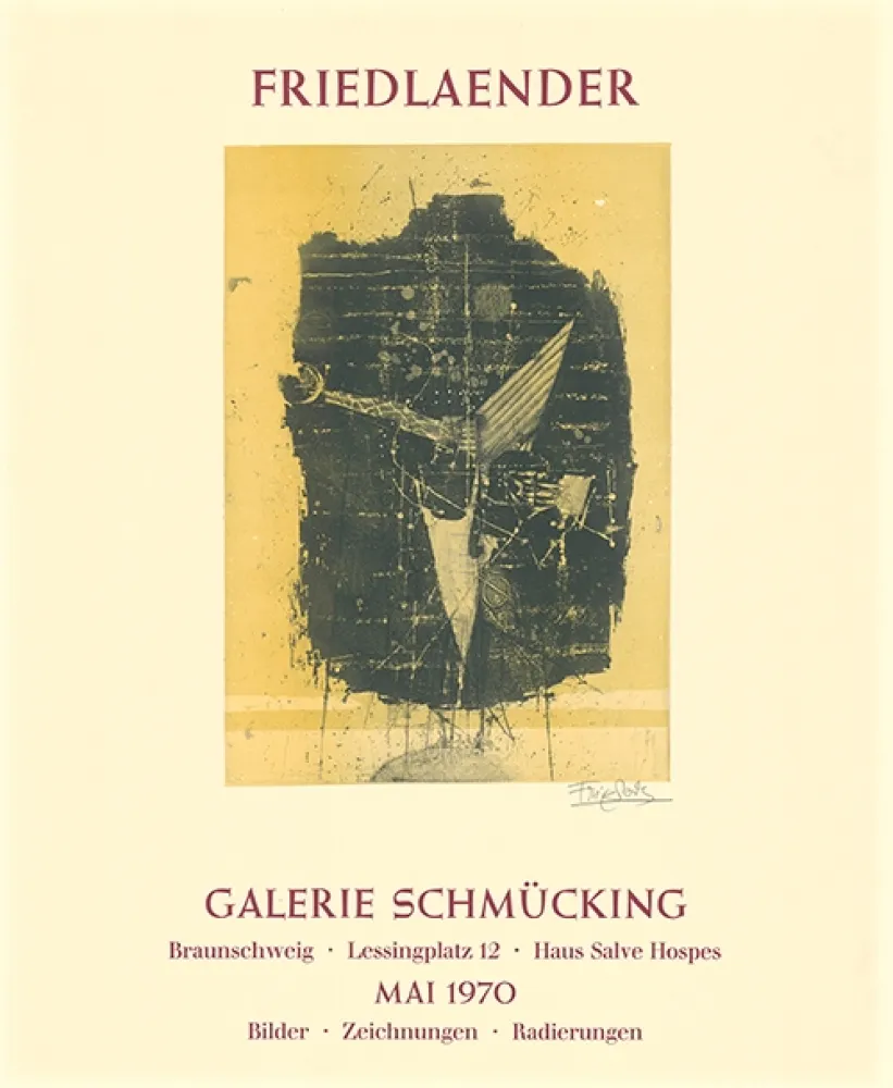 Etching And Aquatint Friedlaender - Ausstellungsplakat Galerie Schmücking, Braunschweig, 1970