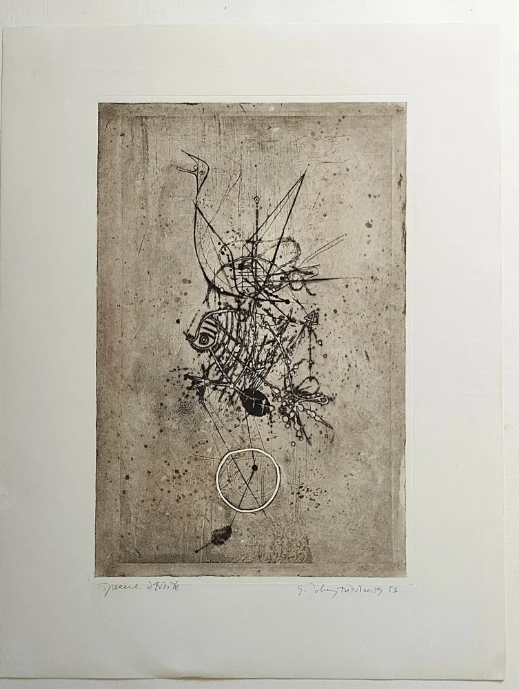 Engraving Friedlaender - Poisson et Oiseau III