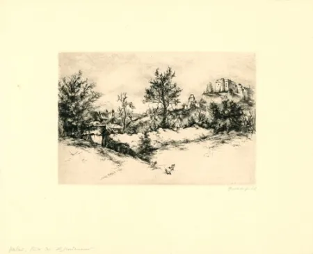 Etching Fuchs - Passau, Hinter der Stadtmauer (Passau, Behind the City Wall)