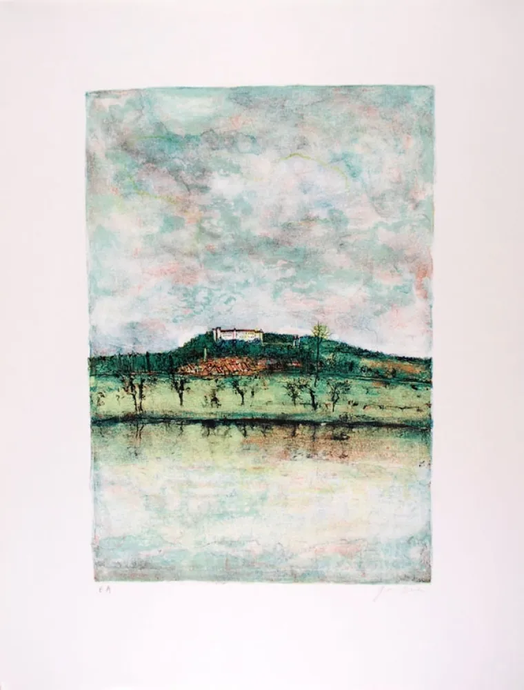 Lithograph Gantner - Château sur Saône 