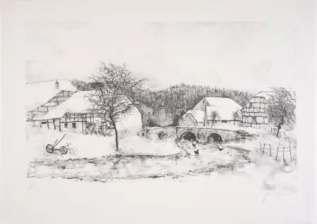 Lithograph Gantner - Douceur Hivernale