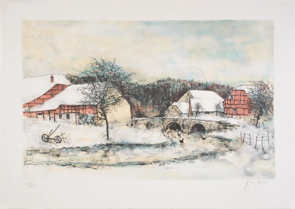 Lithograph Gantner - Douceur Hivernale