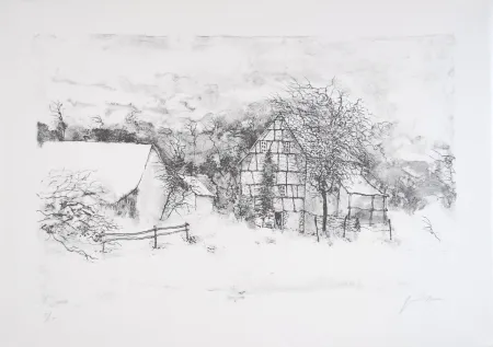 Lithograph Gantner - La ferme endormie