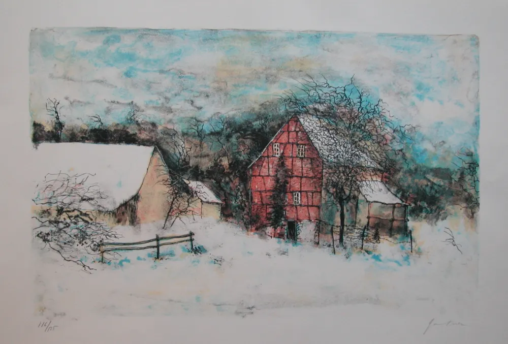 Lithograph Gantner - LA MAISON ENDORMIE